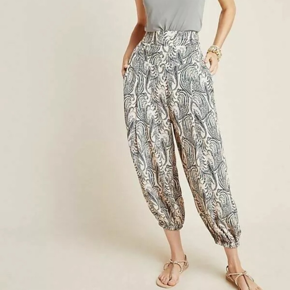 Anthropologie Printed Harem Pants Paisley Floral